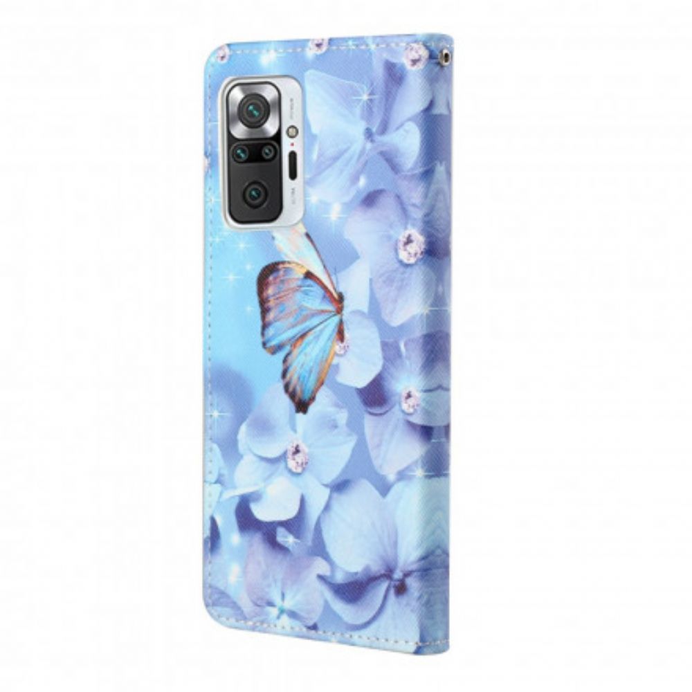 Flip Case Für Xiaomi Redmi Note 10 Pro Mit Kordel Diamantband Schmetterlinge