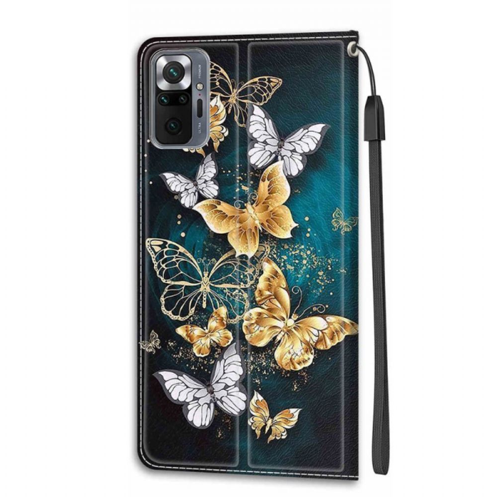 Flip Case Für Xiaomi Redmi Note 10 Pro Mit Kordel Tanga Schmetterlingsfächer