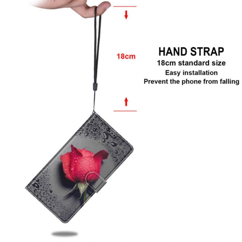 Flip Case Für Xiaomi Redmi Note 10 Pro Rosen Mit Riemen