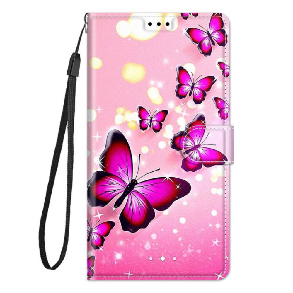 Flip Case Für Xiaomi Redmi Note 10 Pro Schmetterlinge Und Lanyard
