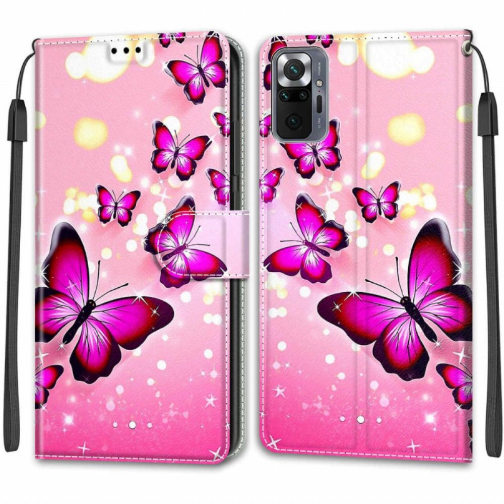 Flip Case Für Xiaomi Redmi Note 10 Pro Schmetterlinge Und Lanyard