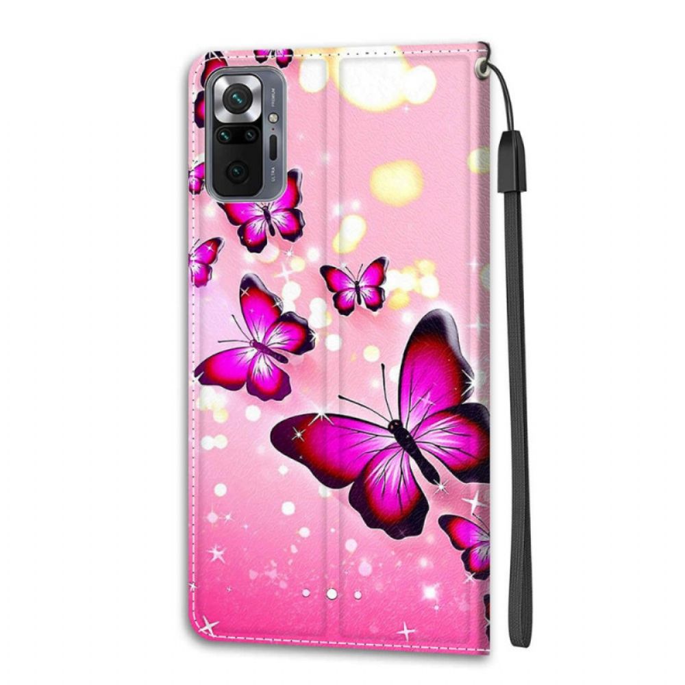 Flip Case Für Xiaomi Redmi Note 10 Pro Schmetterlinge Und Lanyard