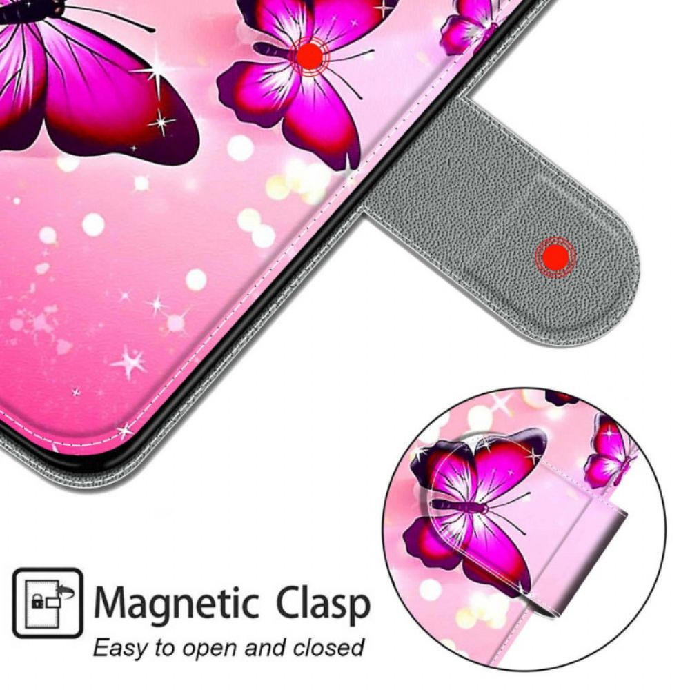 Flip Case Für Xiaomi Redmi Note 10 Pro Schmetterlinge Und Lanyard