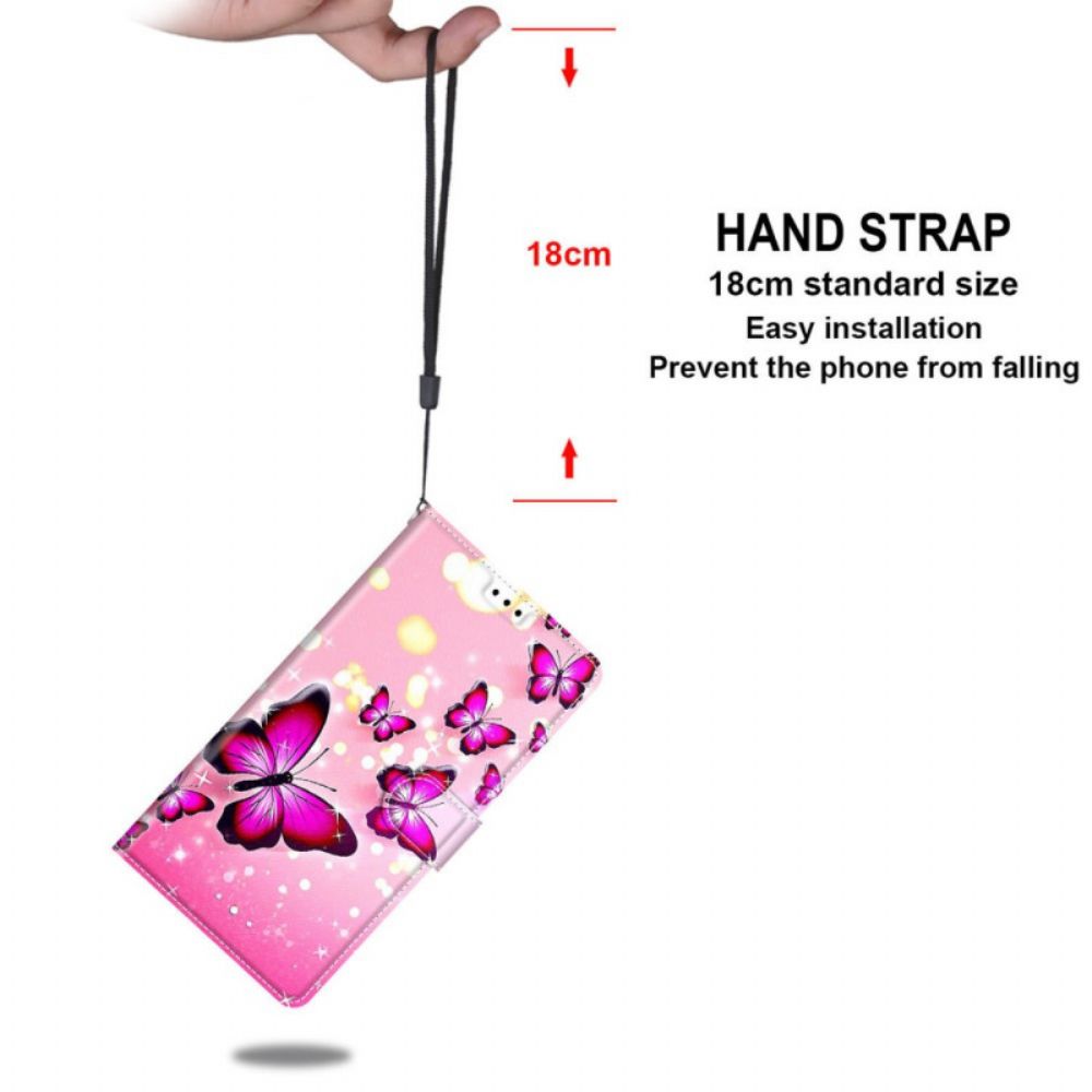 Flip Case Für Xiaomi Redmi Note 10 Pro Schmetterlinge Und Lanyard