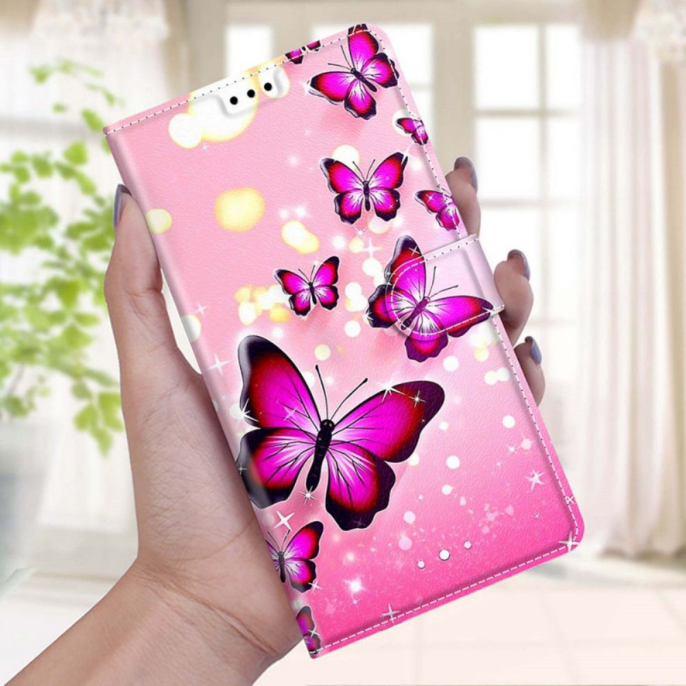 Flip Case Für Xiaomi Redmi Note 10 Pro Schmetterlinge Und Lanyard