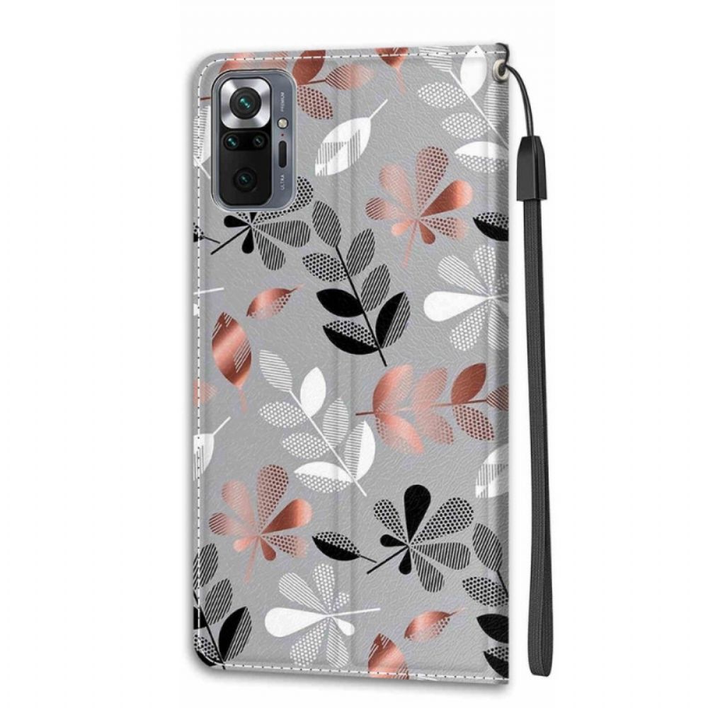 Lederhüllen Für Xiaomi Redmi Note 10 Pro Blätter Mit Lanyard