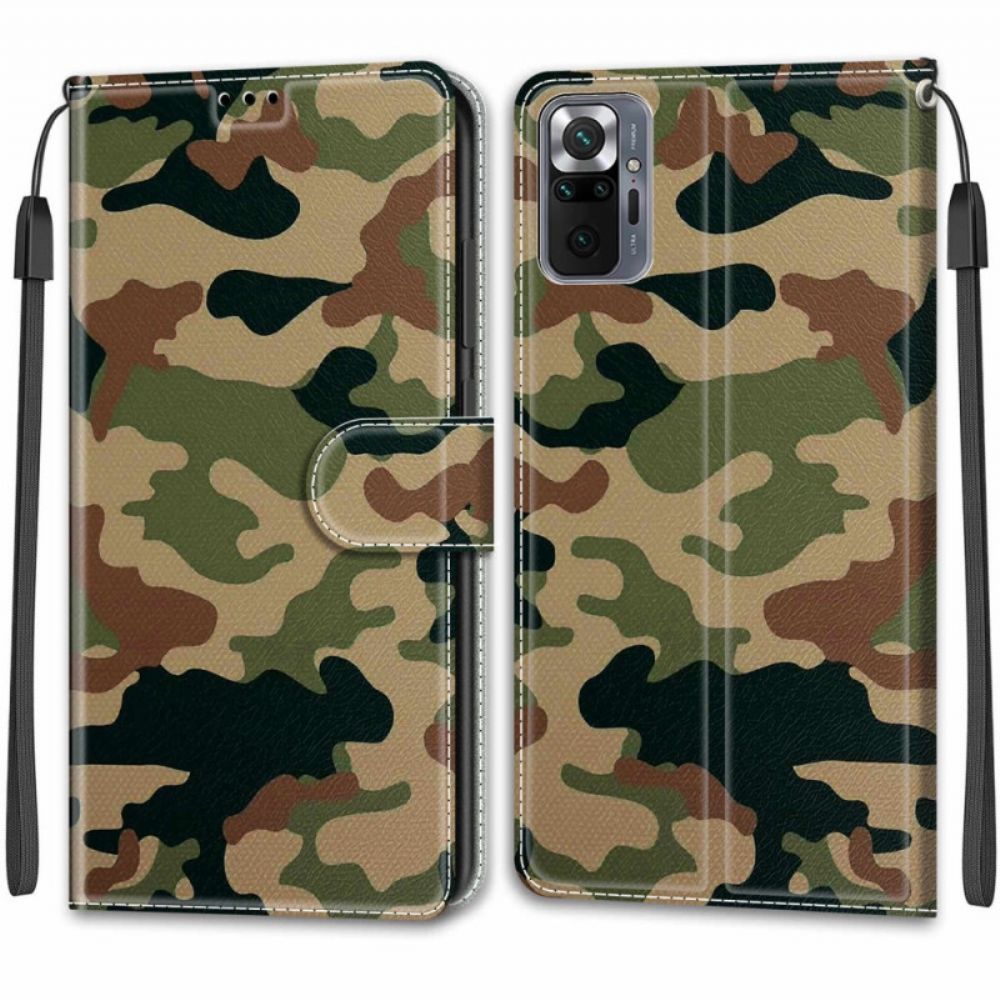 Lederhüllen Für Xiaomi Redmi Note 10 Pro Mit Kordel Militärtarnung Mit Riemen