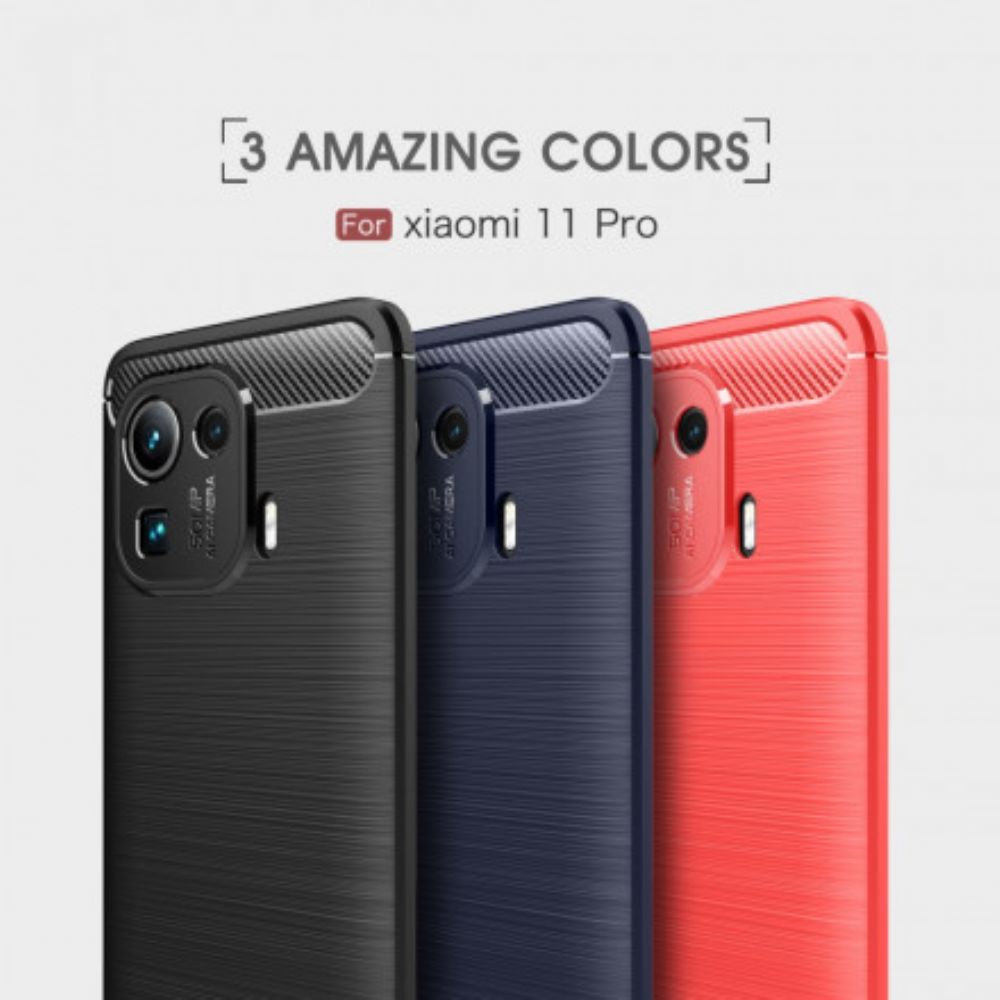 Handyhülle Für Xiaomi Mi 11 Pro Gebürstete Kohlefaser