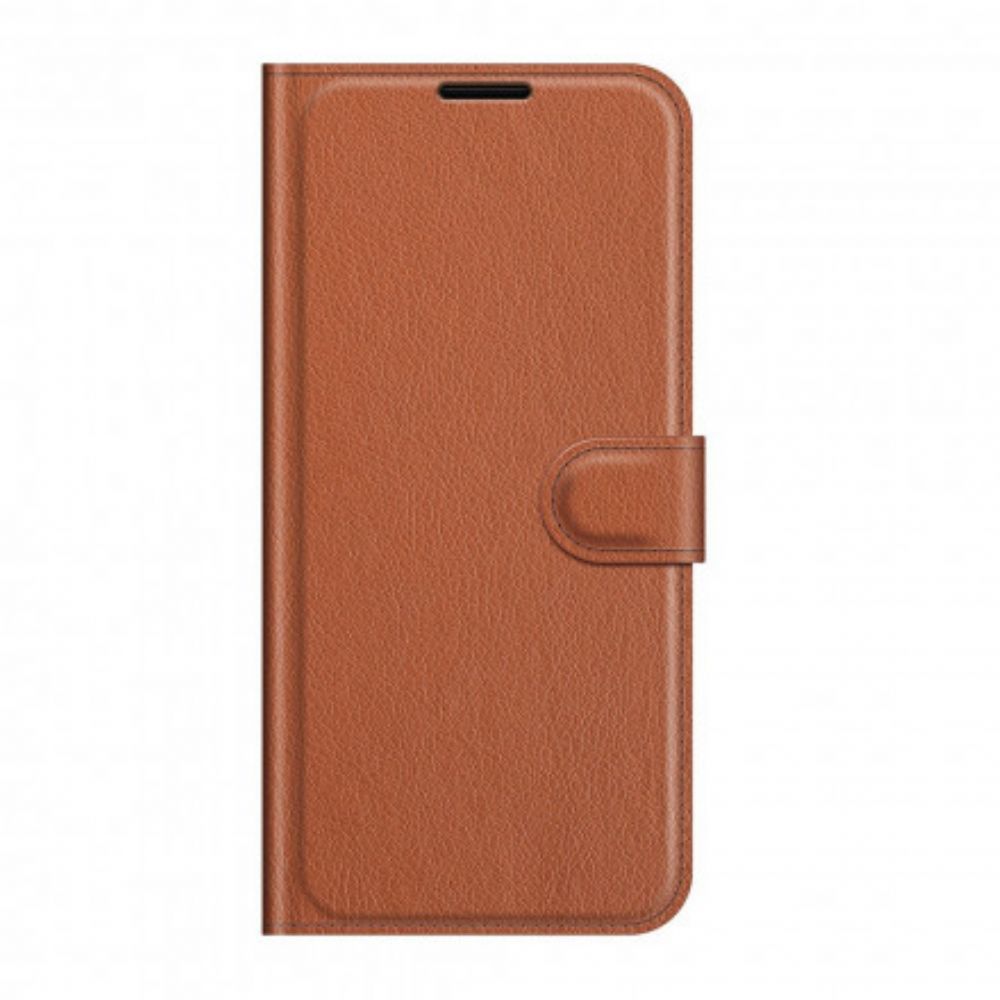 Flip Case Für Vivo Y72 5G Klassisches Litschi-kunstleder
