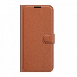 Flip Case Für Vivo Y72 5G Klassisches Litschi-kunstleder