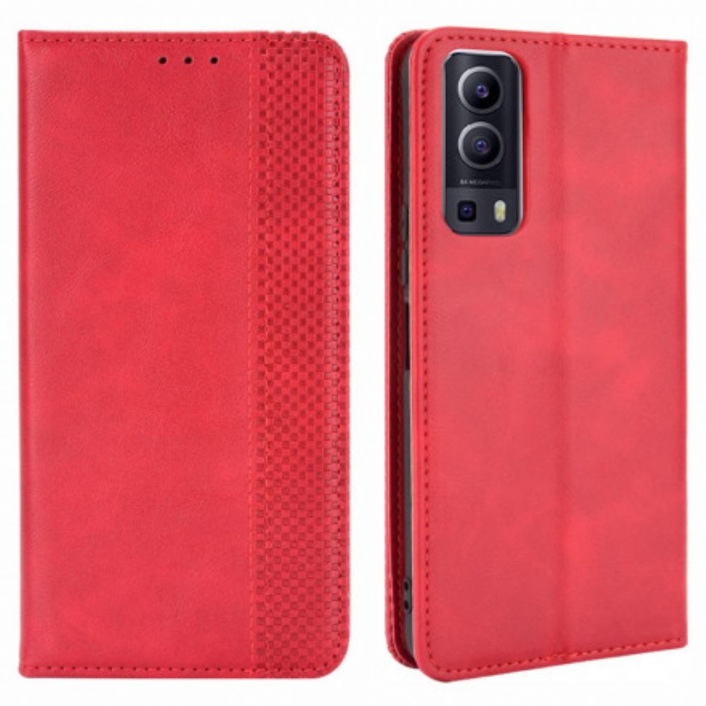 Schutzhülle Für Vivo Y72 5G Flip Case Stilisierter Vintage-ledereffekt