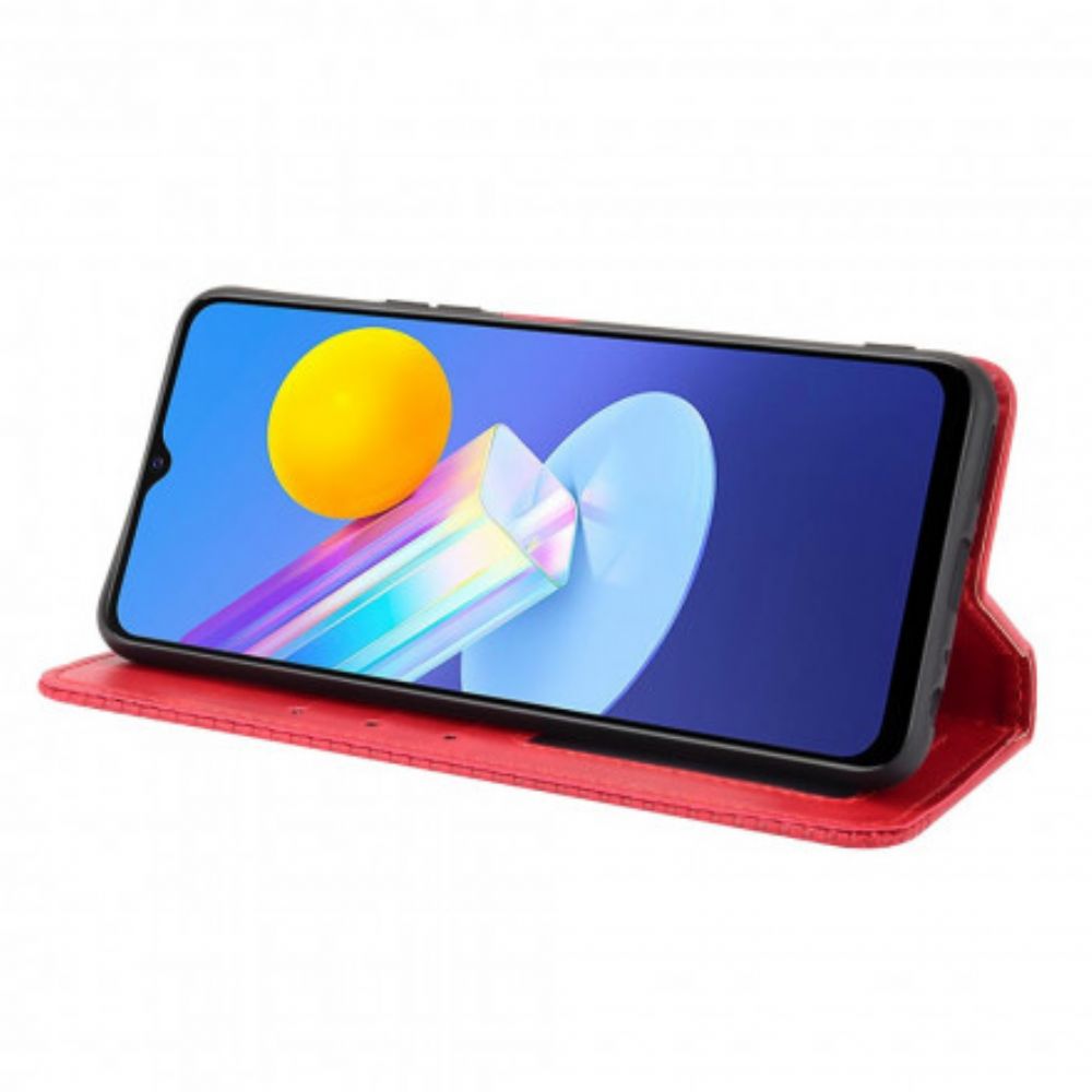 Schutzhülle Für Vivo Y72 5G Flip Case Stilisierter Vintage-ledereffekt