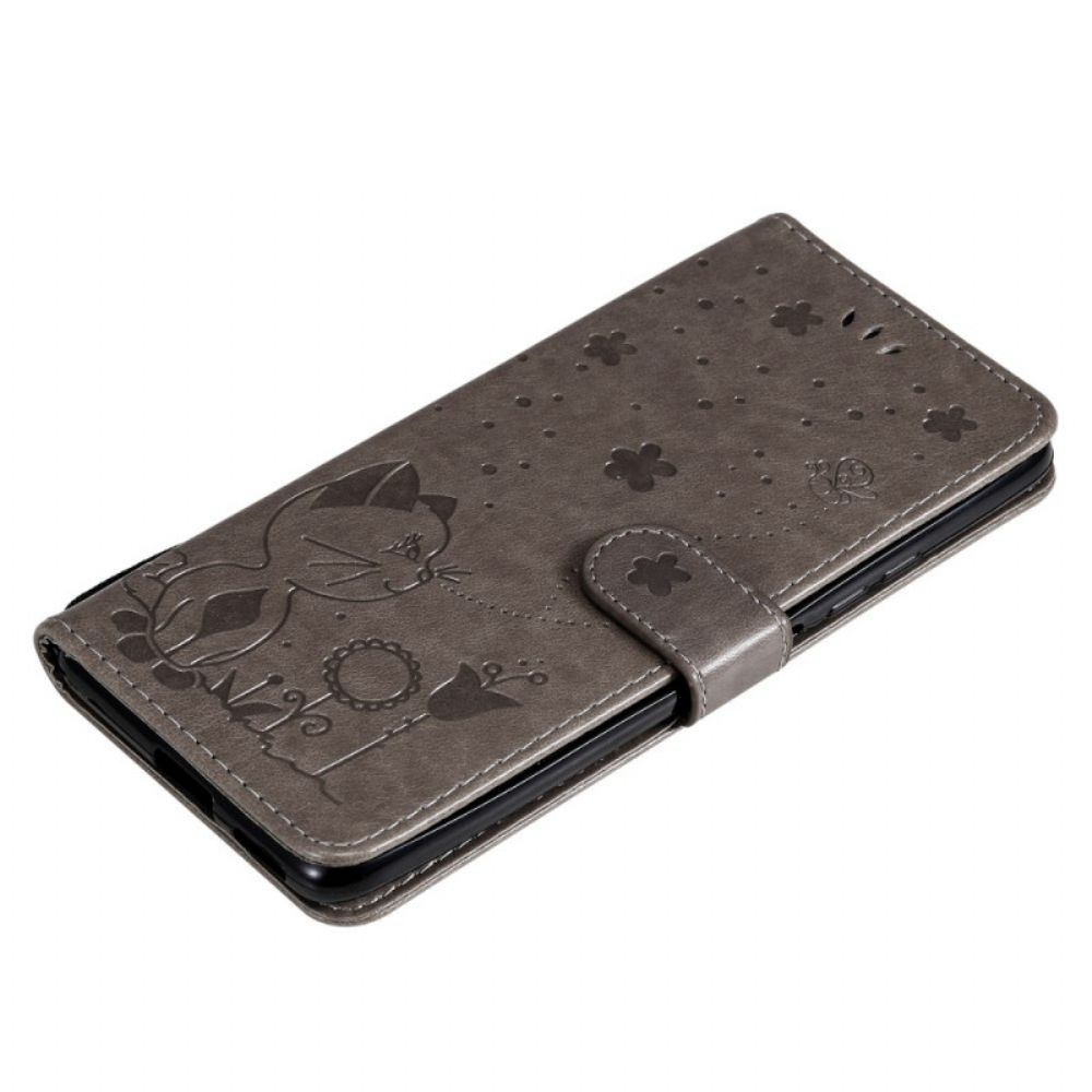 Flip Case Für Xiaomi Mi 11i 5G / Poco F3 Mit Kordel Tanga Katze Und Biene