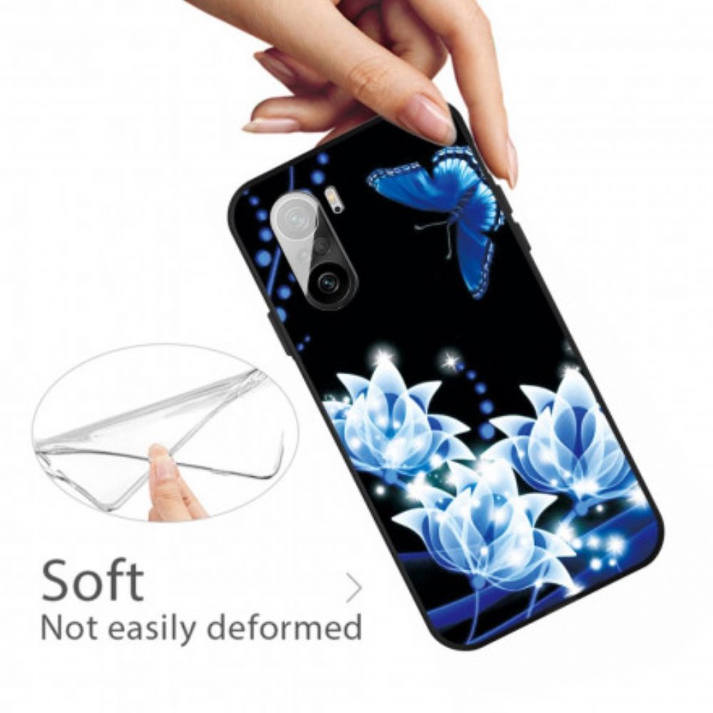 Hülle Für Xiaomi Mi 11i 5G / Poco F3 Schmetterling Und Blaue Blumen
