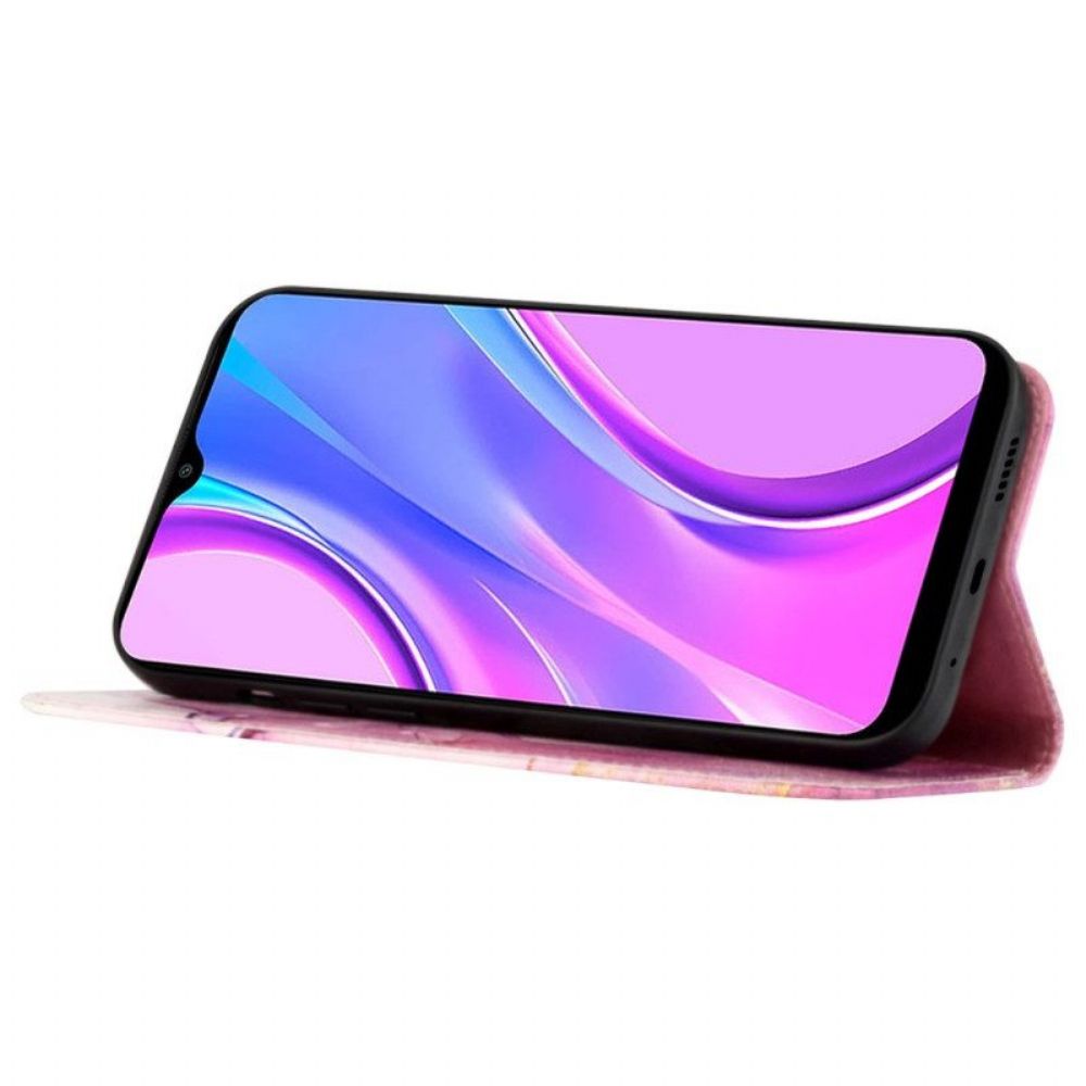 Flip Case Für Poco X5 5G Marmor-schultergurt