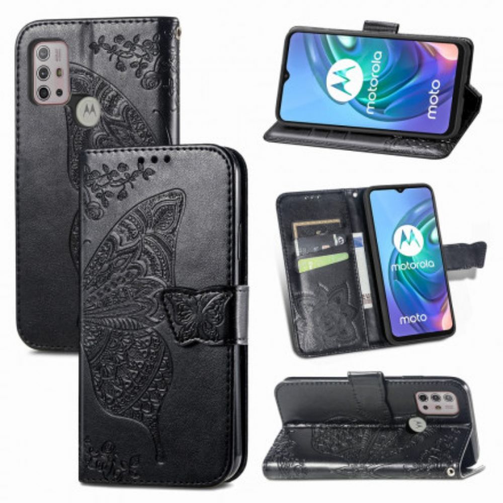 Flip Case Für Moto G10 / G30 Halber Schmetterling