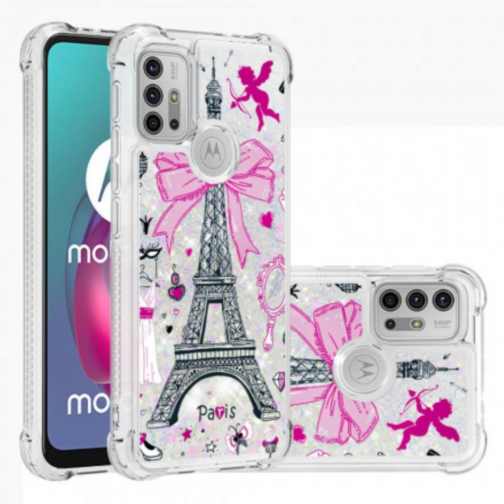 Hülle Für Moto G10 / G30 Der Glitzer-eiffelturm