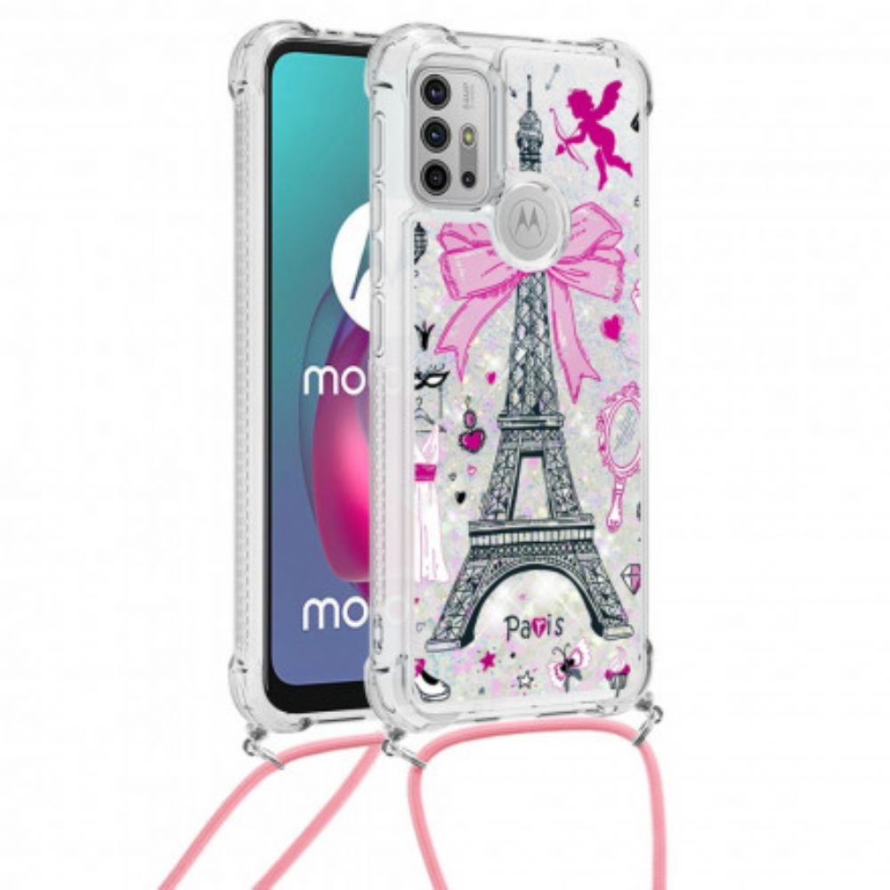 Hülle Für Moto G10 / G30 Mit Kordel À Cordon Eiffelturm