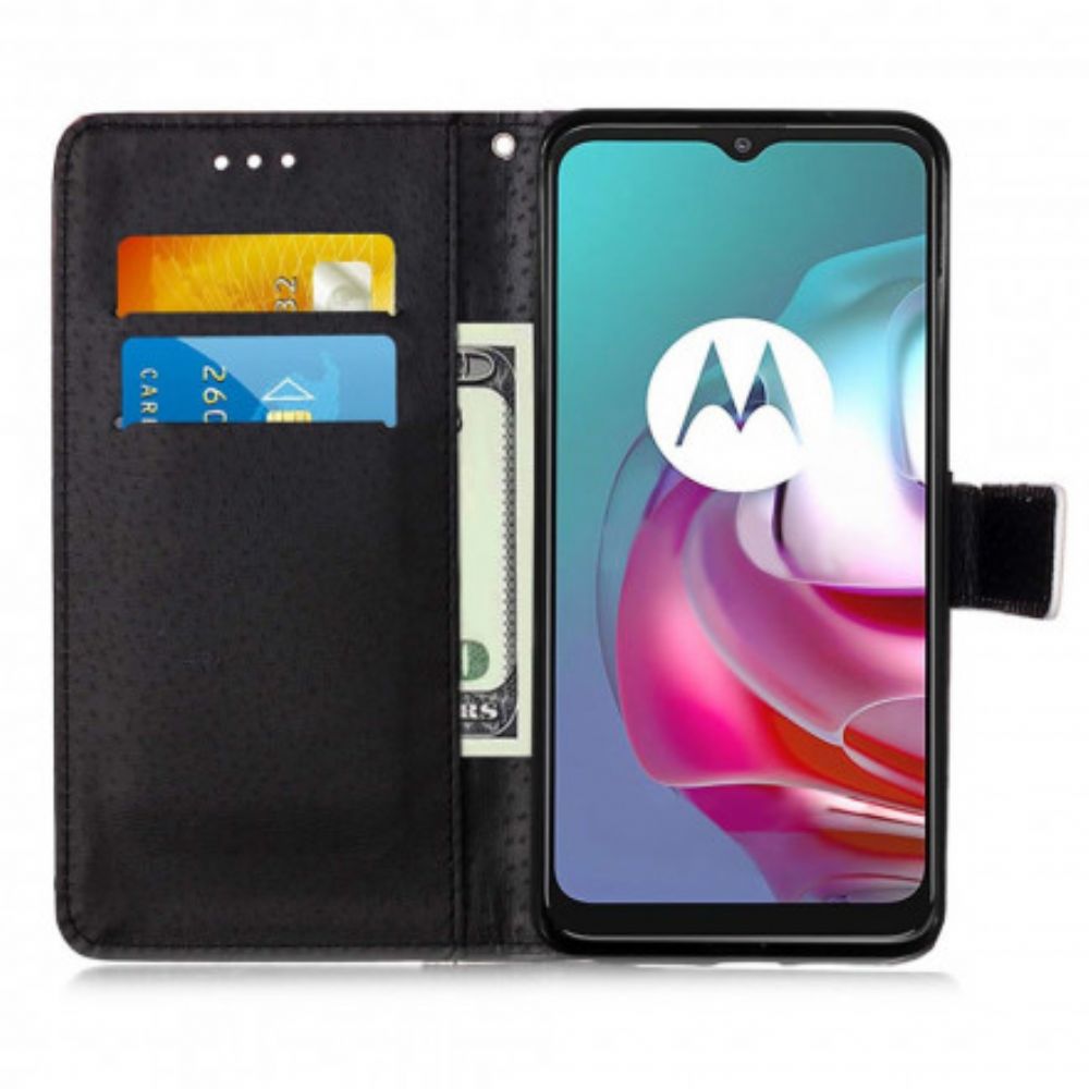 Lederhüllen Für Moto G10 / G30 Goldene Rosen
