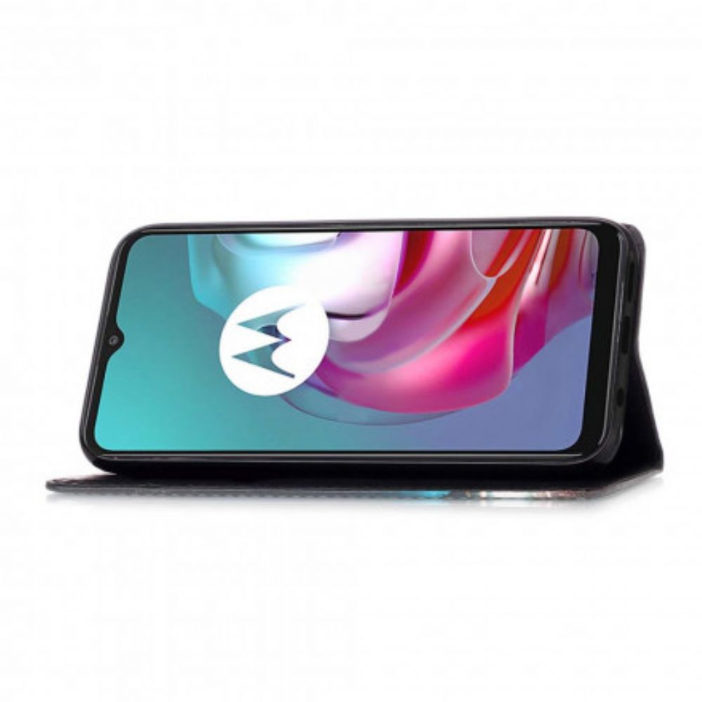 Lederhüllen Für Moto G10 / G30 Goldene Rosen
