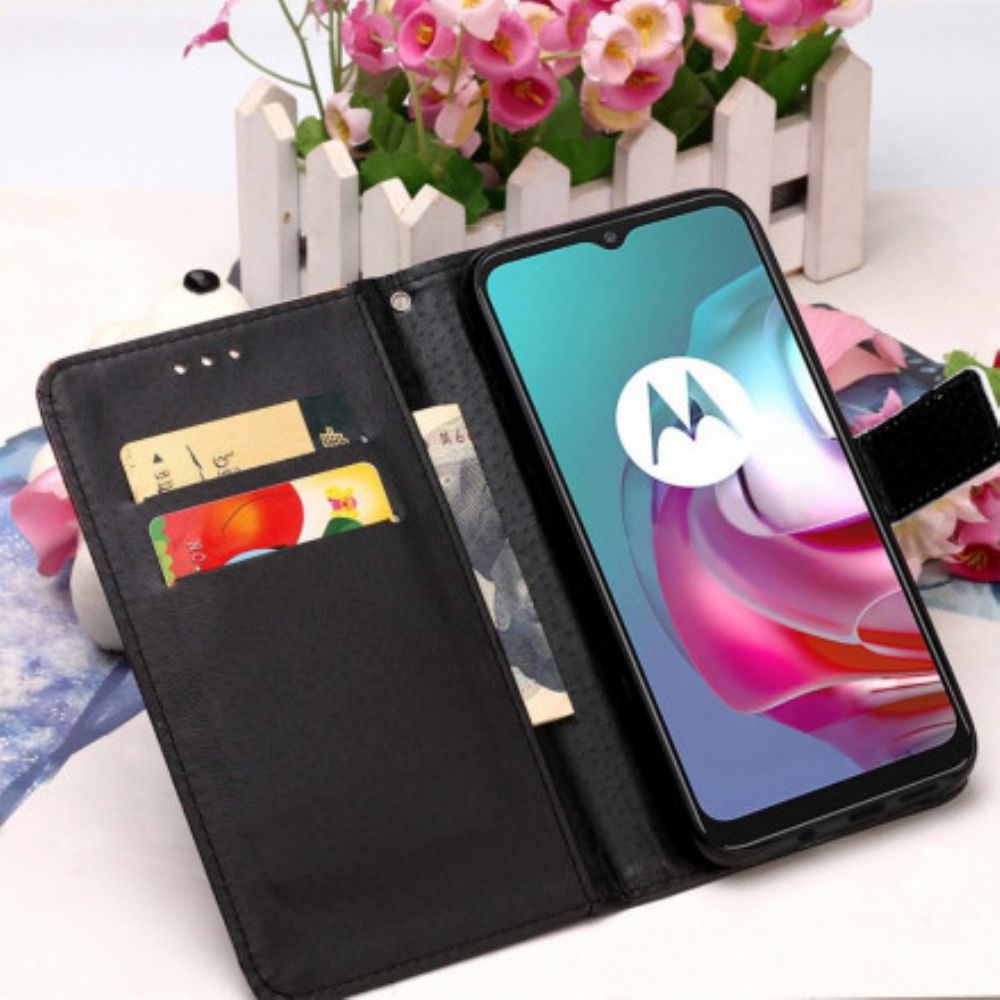 Lederhüllen Für Moto G10 / G30 Goldene Rosen