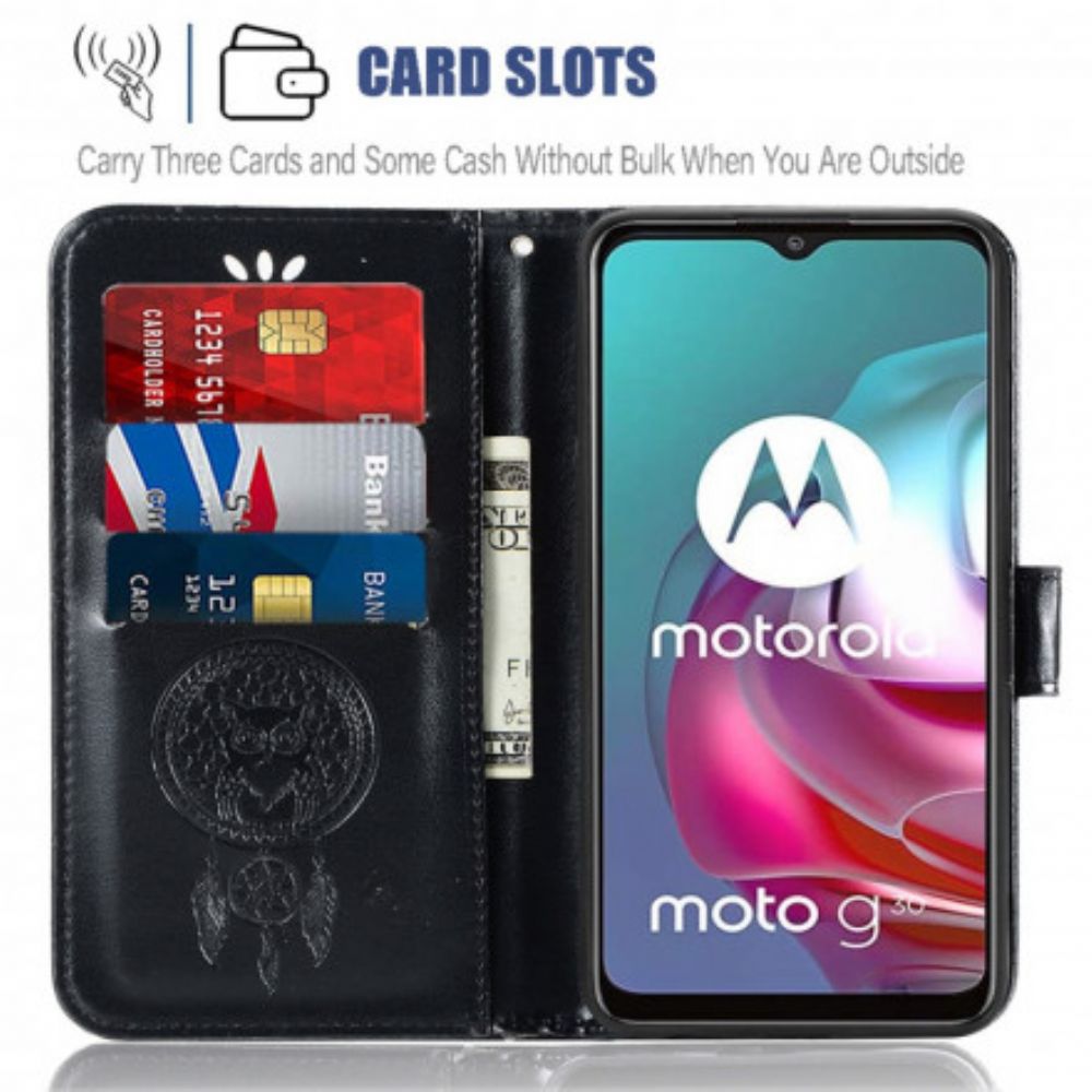 Lederhüllen Für Moto G10 / G30 Verträumte Eule