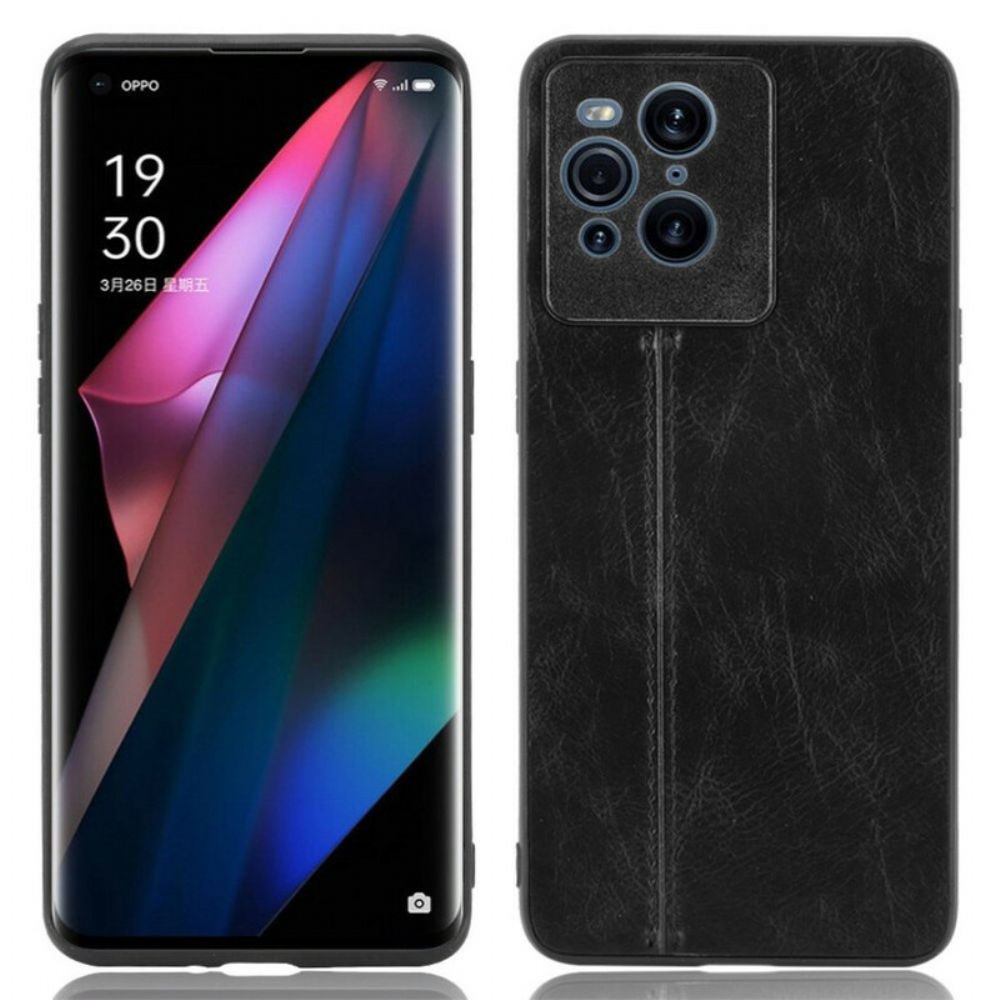 Hülle Für Oppo Find X3 / X3 Pro Naht Lederoptik
