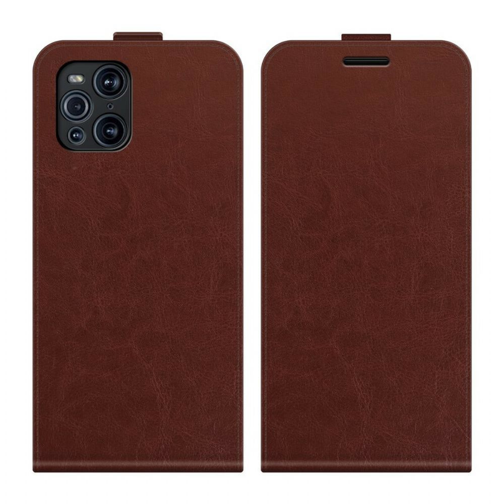 Lederhüllen Für Oppo Find X3 / X3 Pro Flip Case Vertikale Klappe In Lederoptik