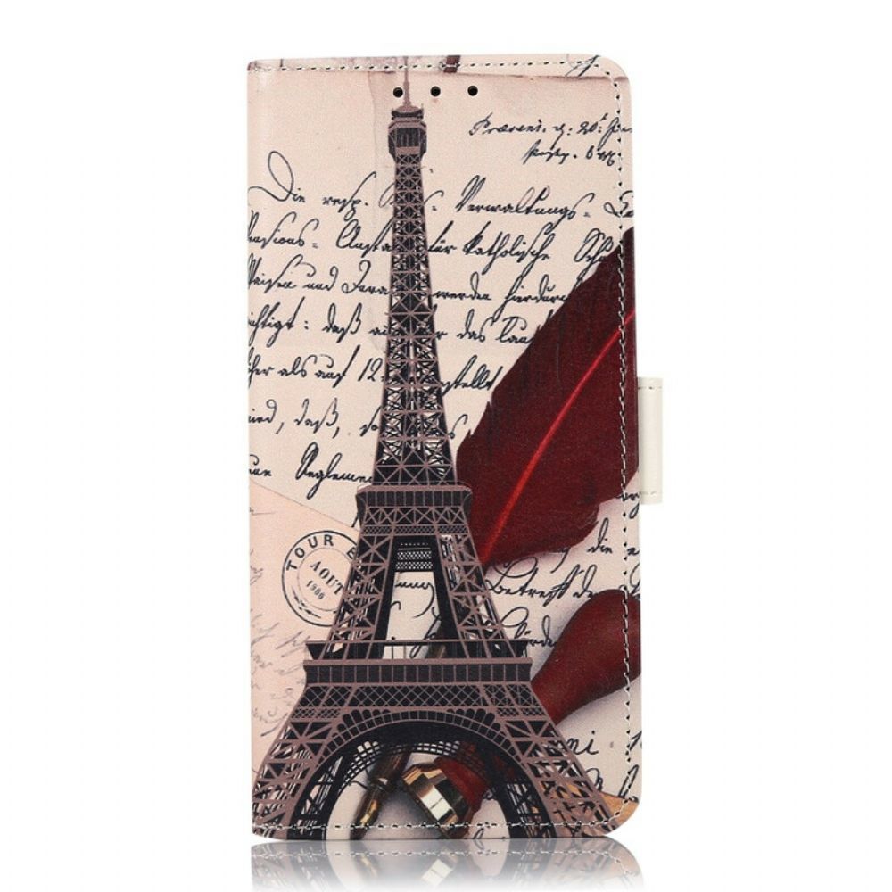 Flip Case Für OnePlus Nord 2 5G Eiffelturm Des Dichters