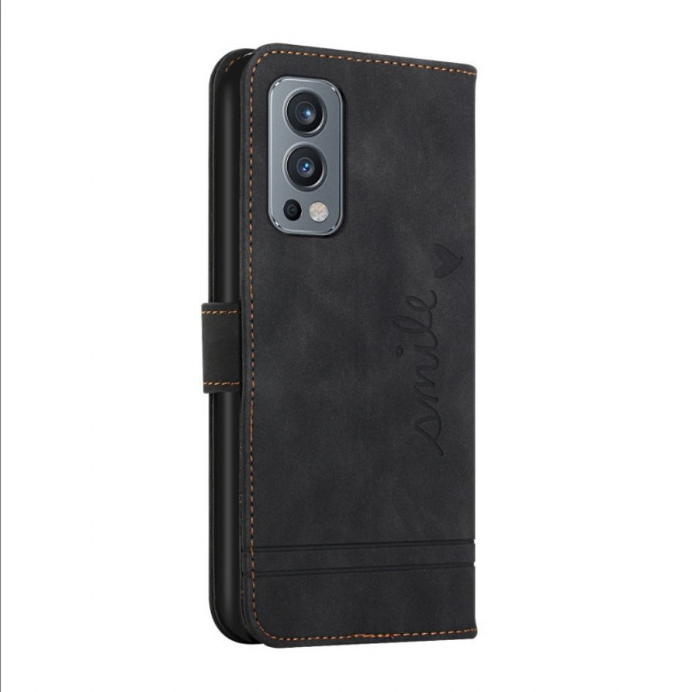 Flip Case Für OnePlus Nord 2 5G Lächeln Mit Lanyard