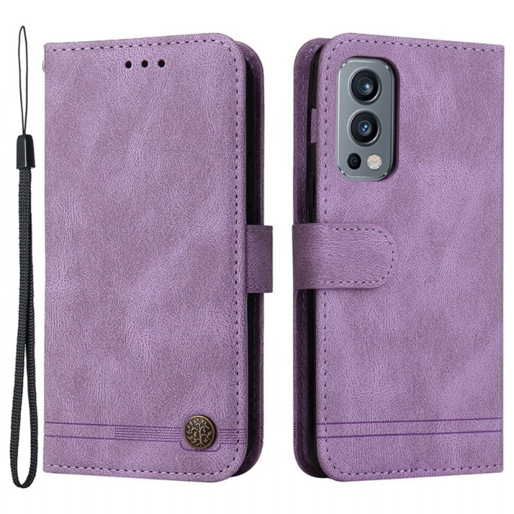 Flip Case Für OnePlus Nord 2 5G Niete Und Riemen Aus Kunstleder