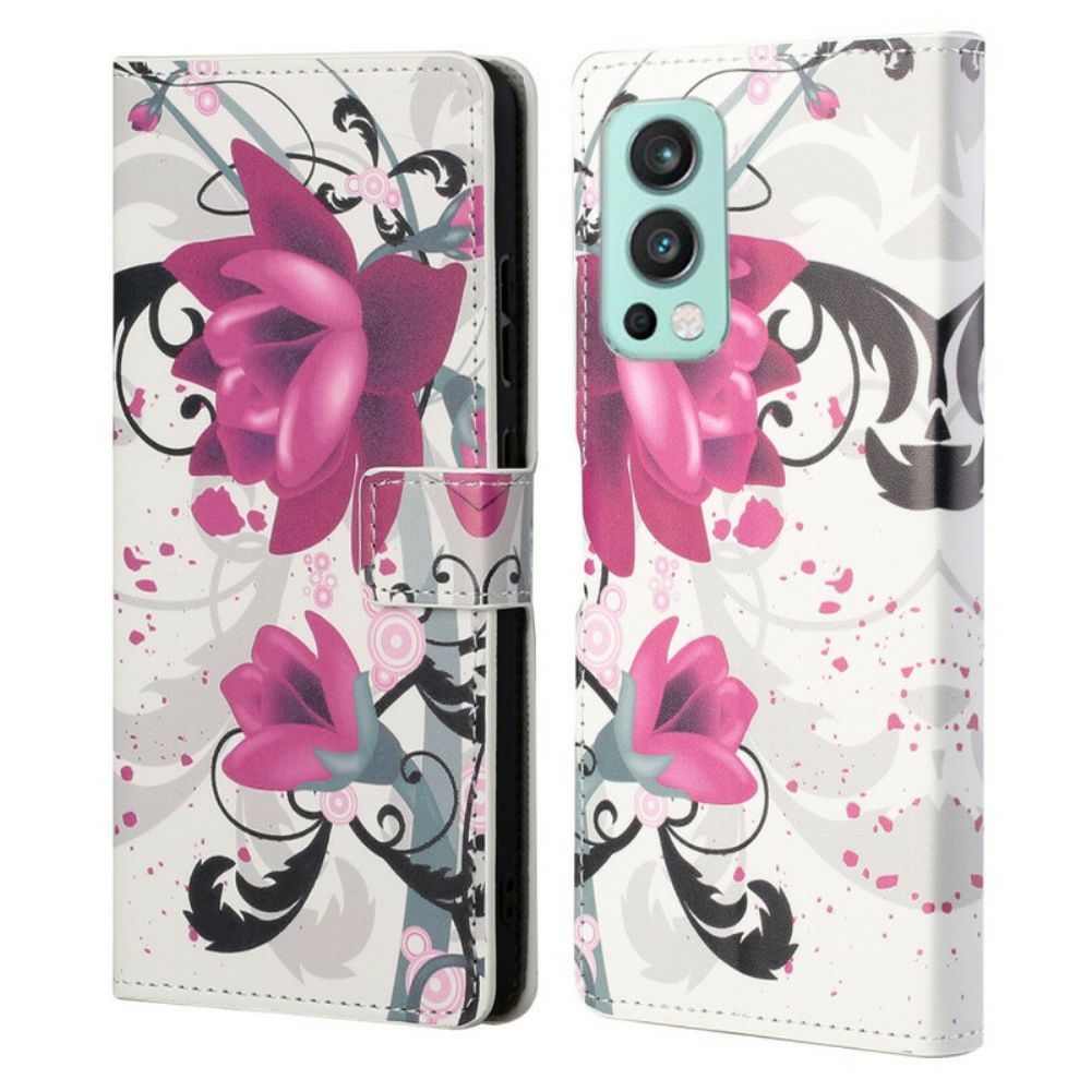 Flip Case Für OnePlus Nord 2 5G Tropische Blumen