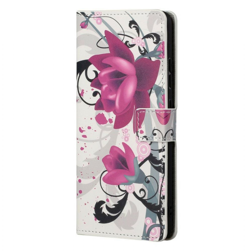 Flip Case Für OnePlus Nord 2 5G Tropische Blumen