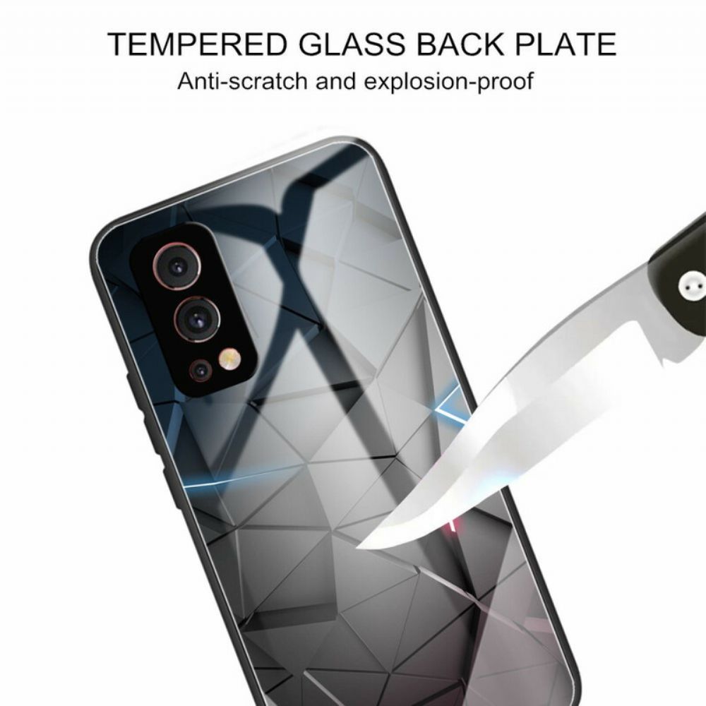 Handyhülle Für OnePlus Nord 2 5G Geometrie Gehärtetes Glas