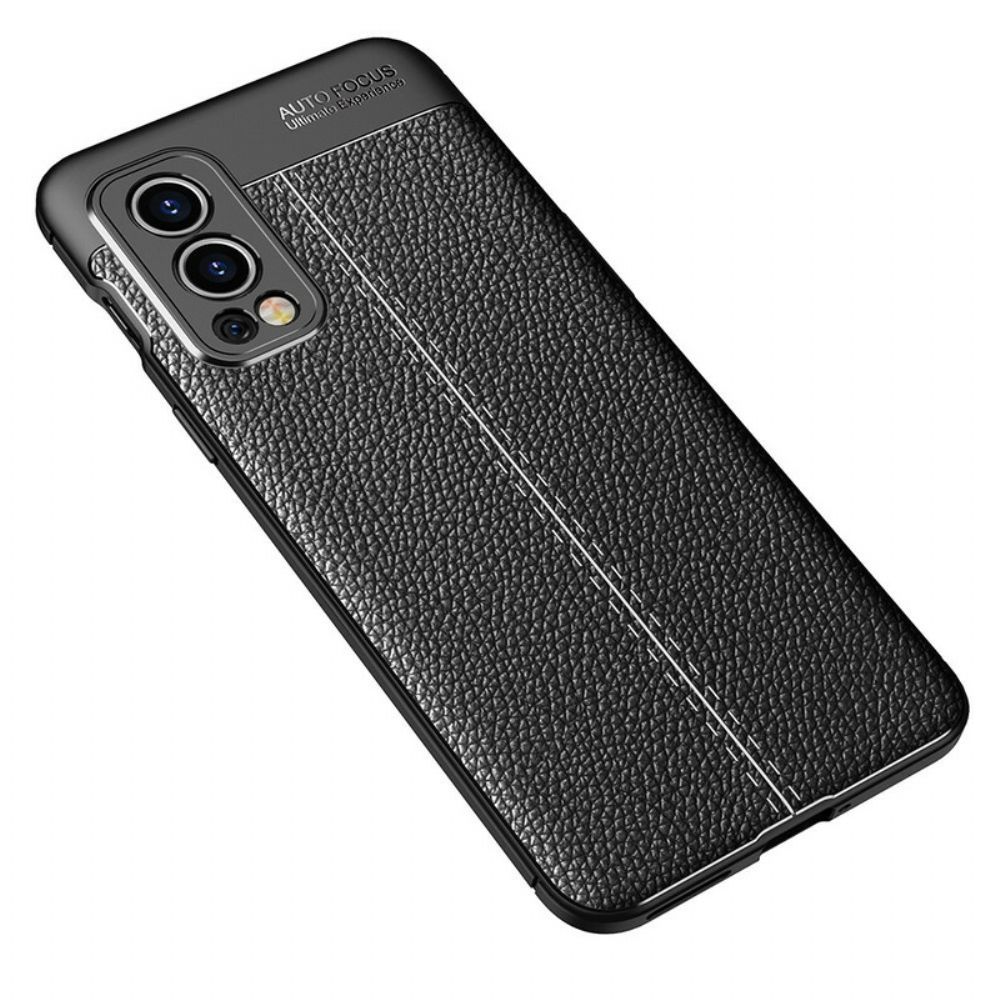 Hülle Für OnePlus Nord 2 5G Doppellinie Litschi-leder-effekt