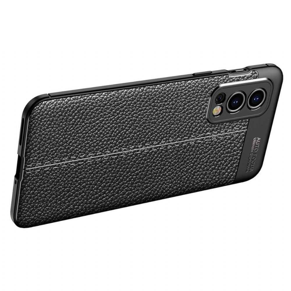 Hülle Für OnePlus Nord 2 5G Doppellinie Litschi-leder-effekt