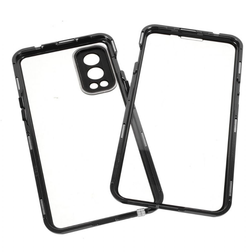 Hülle Für OnePlus Nord 2 5G Zwei Seiten Magnetisch Gehärtetes Glas Und Metall