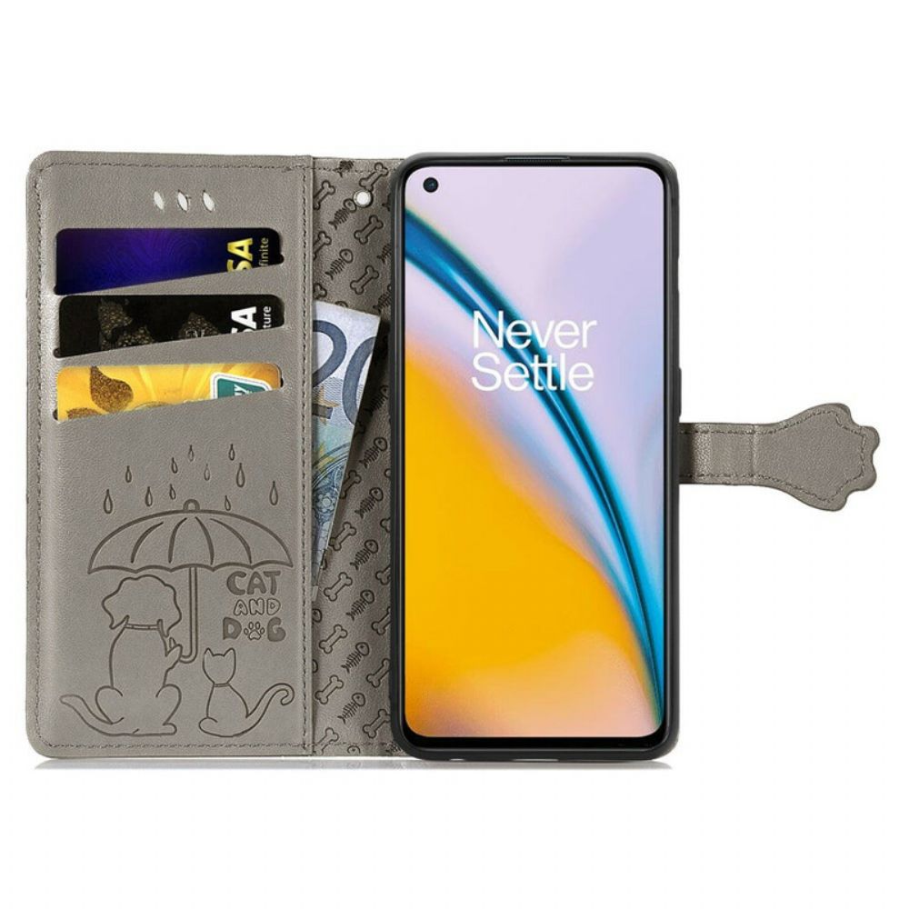 Lederhüllen Für OnePlus Nord 2 5G Animierte Tiere