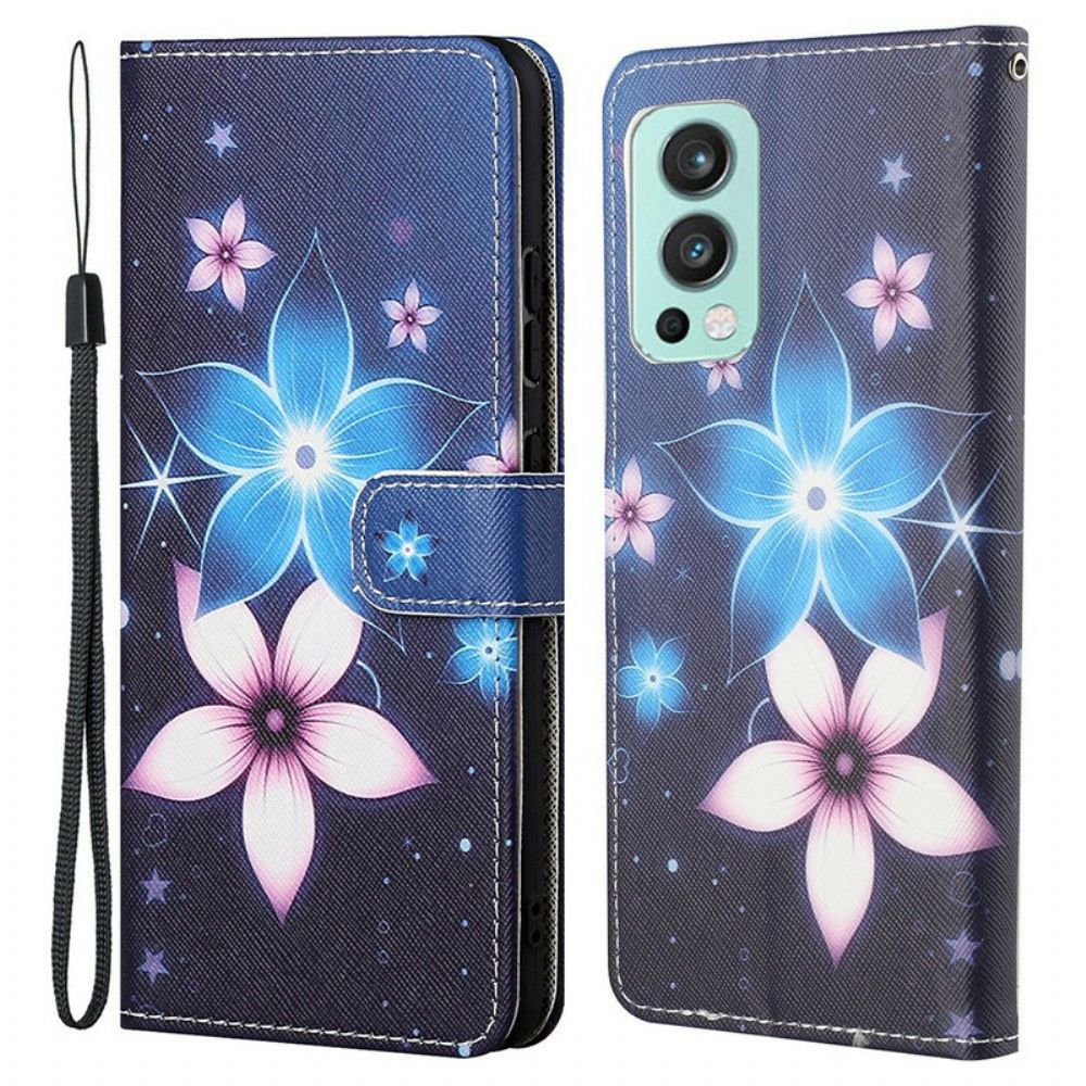 Lederhüllen Für OnePlus Nord 2 5G Mit Kordel Mondriemenblumen