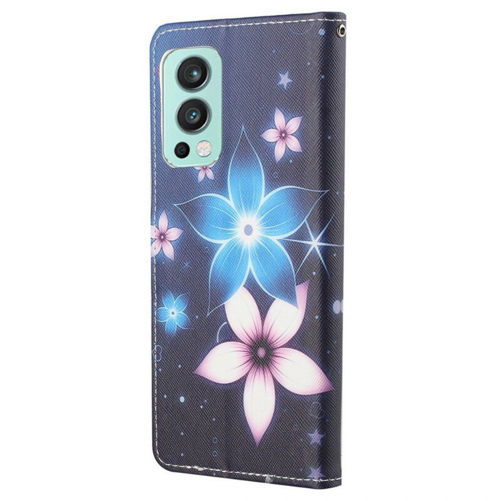 Lederhüllen Für OnePlus Nord 2 5G Mit Kordel Mondriemenblumen