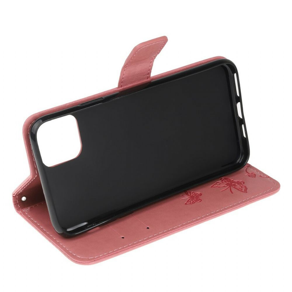 Flip Case Für iPhone 11 Pro Mit Kordel Geblümtes Riemchen