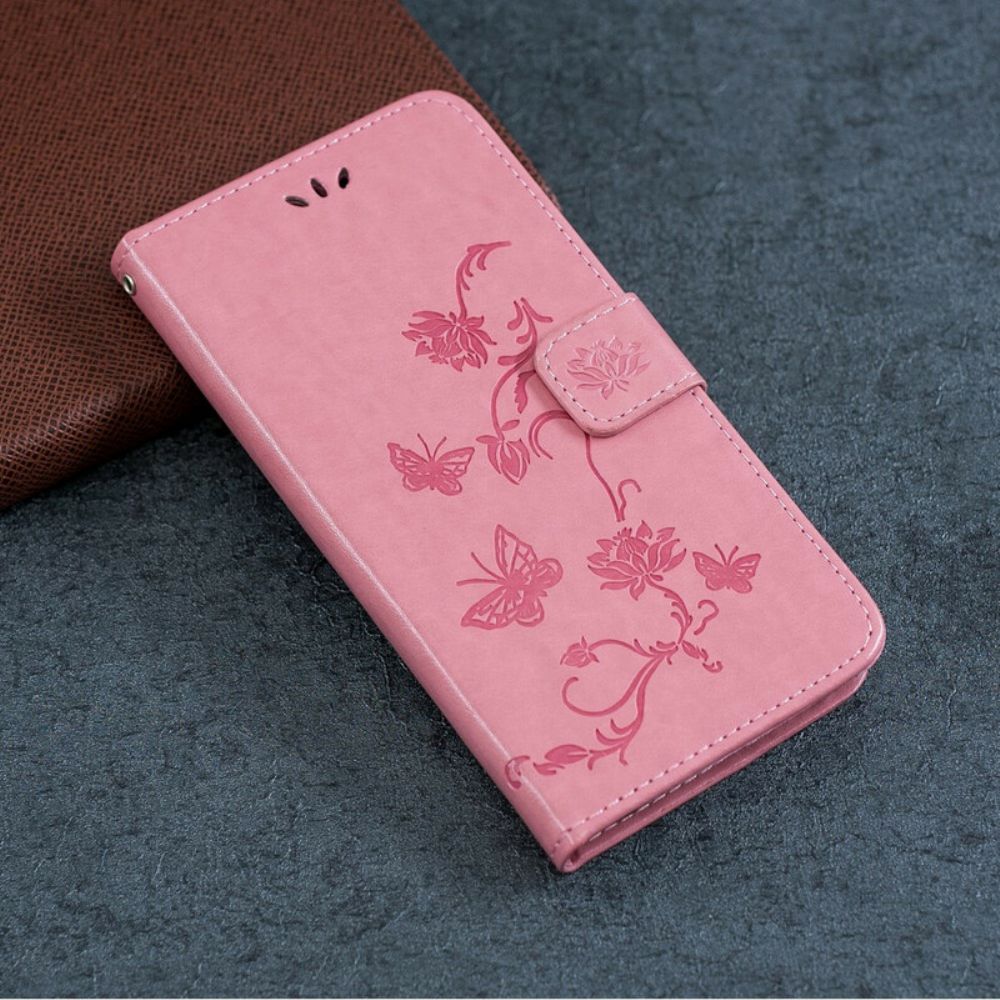 Flip Case Für iPhone 11 Pro Mit Kordel Geblümtes Riemchen