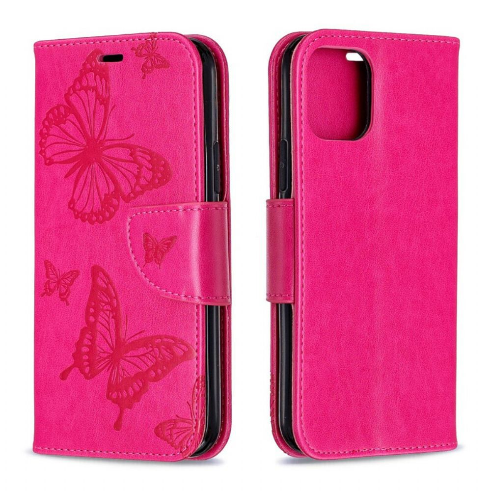 Flip Case Für iPhone 11 Pro Mit Kordel Mit Schmetterlingen Bedruckter Riemen
