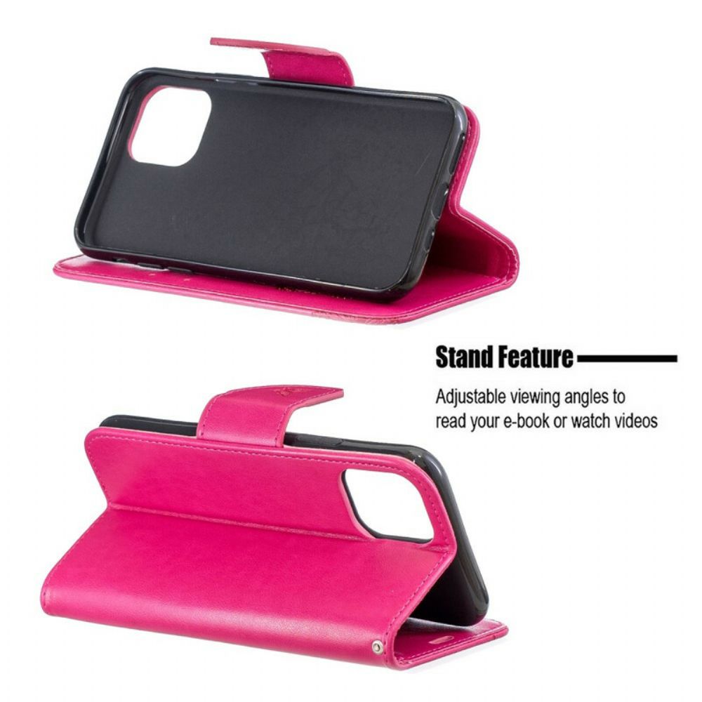 Flip Case Für iPhone 11 Pro Mit Kordel Mit Schmetterlingen Bedruckter Riemen