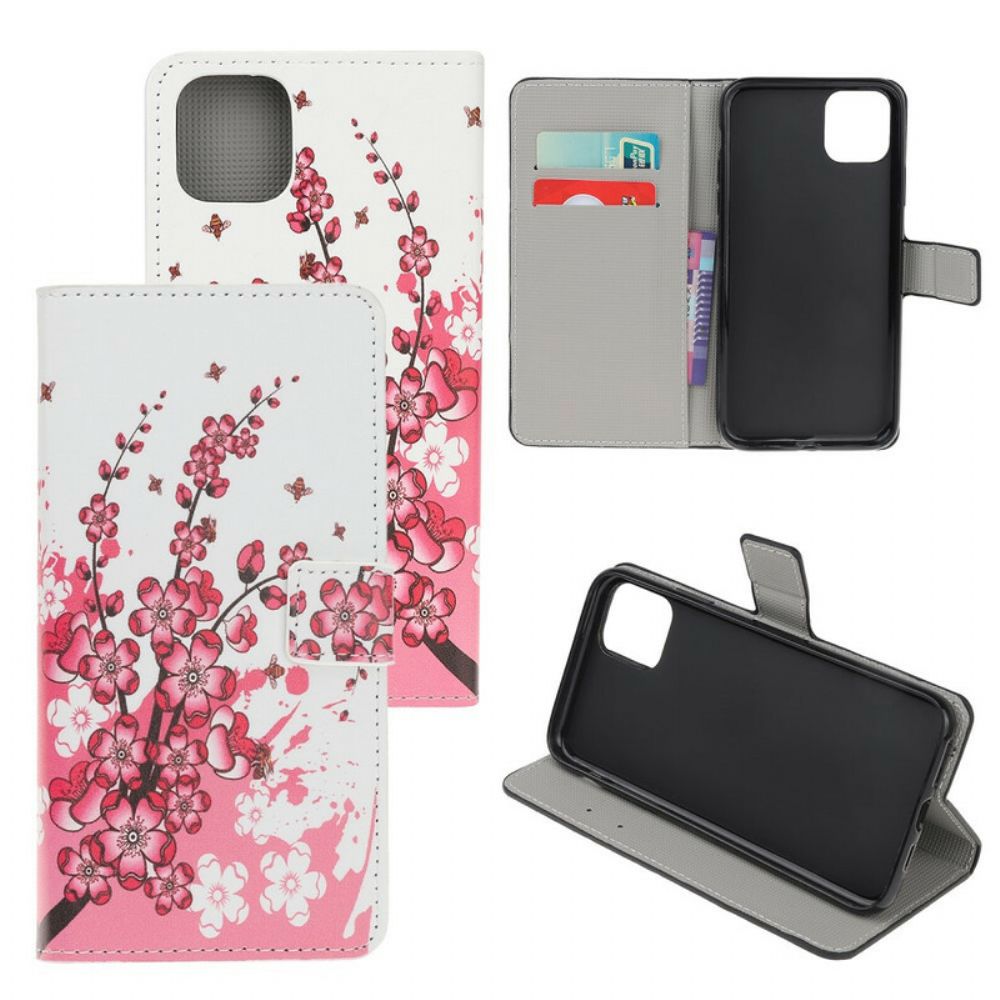 Flip Case Für iPhone 11 Pro Tropische Blumen