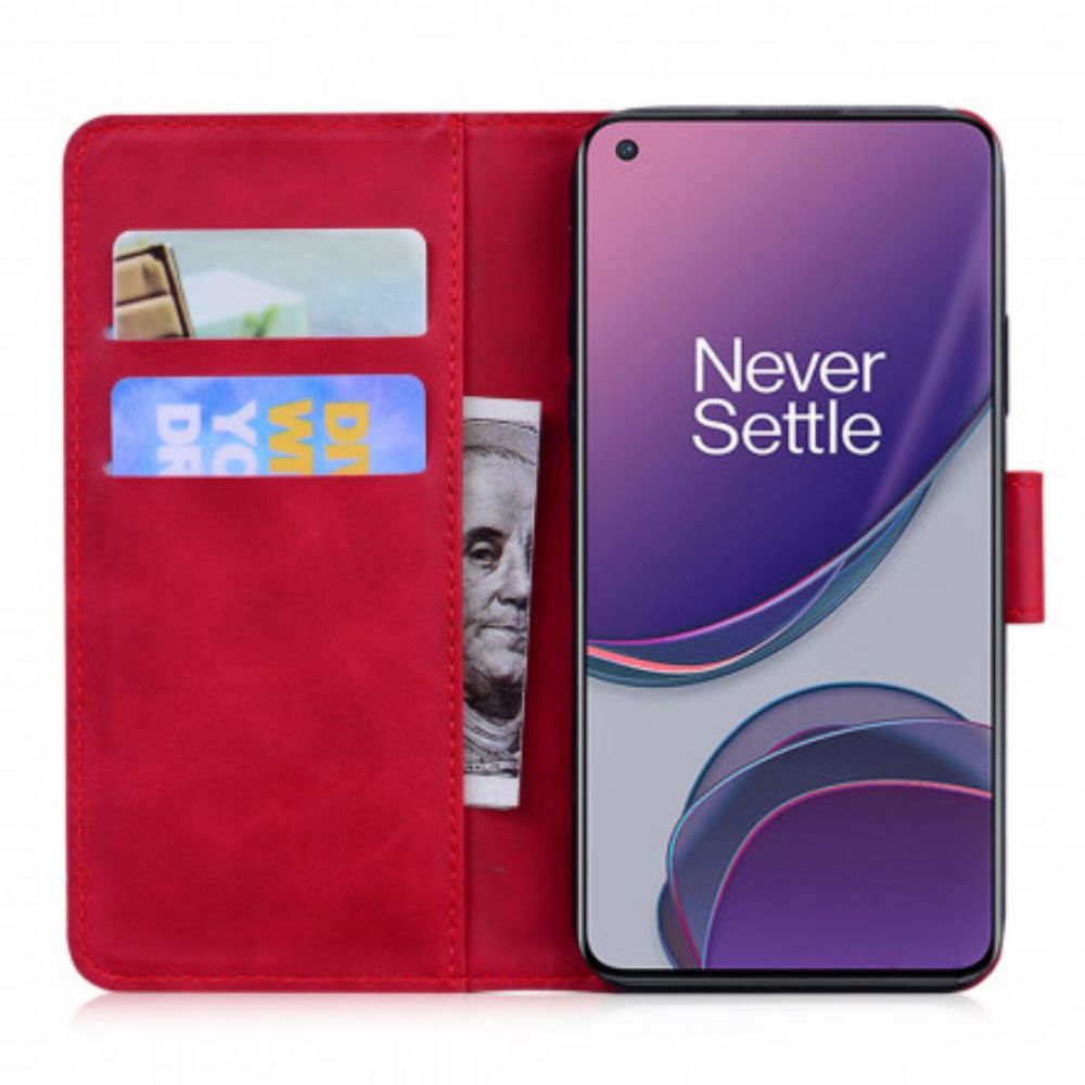 Lederhüllen Für OnePlus 8T Einfarbiger Ledereffekt