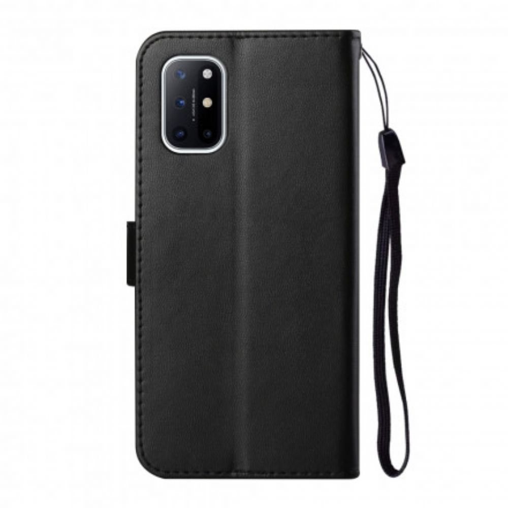 Lederhüllen Für OnePlus 8T Mit Kordel Armband Der Einfarbigen Serie