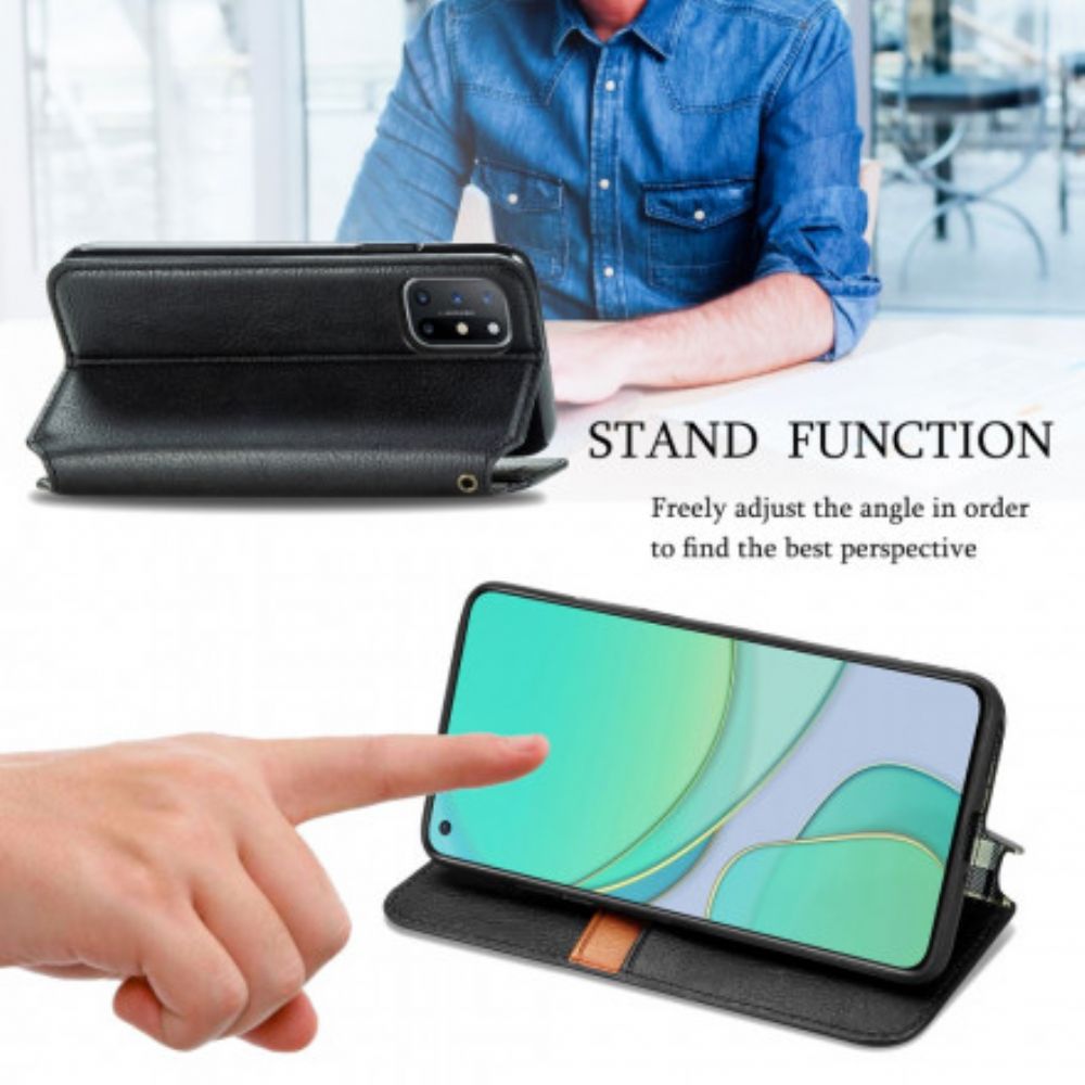 Schutzhülle Für OnePlus 8T Flip Case Ledereffekt Mit Rautenstruktur