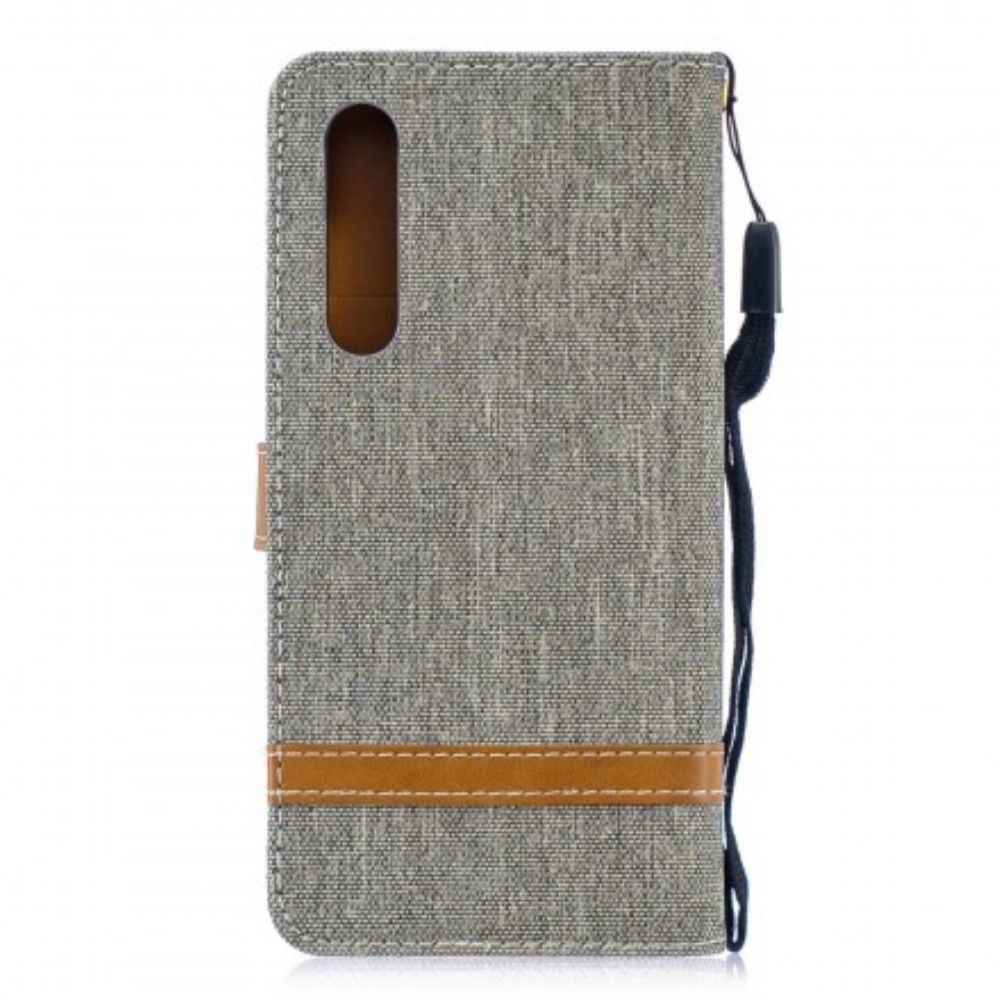 Flip Case Für Huawei P30 Mit Kordel Armband In Stoff- Und Lederoptik
