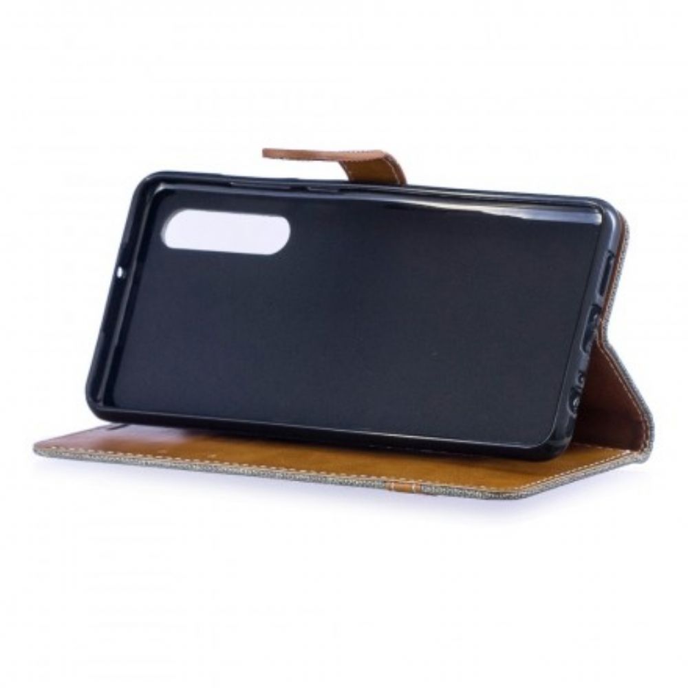 Flip Case Für Huawei P30 Mit Kordel Armband In Stoff- Und Lederoptik